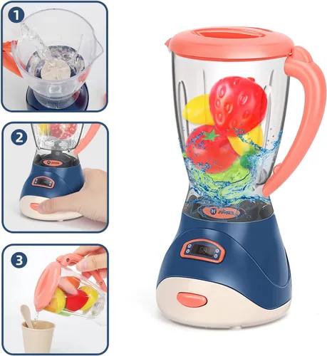 Miniatura 4 de Yalujumb Accesorios de cocina de juguete, aparatos de cocina de juguete con cafetera, licuadora, mezcladora, tostadora con luces y sonidos