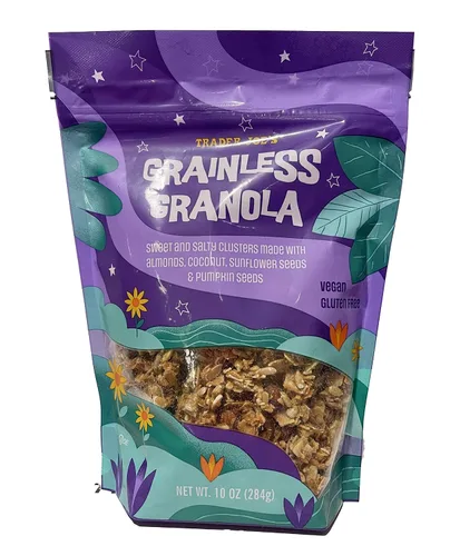 Trader Joe's Granola sin granos, vegana y sin gluten, racimos dulces y salados hechos con almendras, coco, girasol y semillas de calabaza