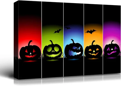 Miniatura 17 de Denozer - Pintura artística de pared de Halloween, impresión artística sobre lienzo para dormitorio, sala de estar, decoración de pared del hogar