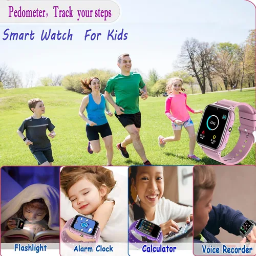 Miniatura 7 de Reloj inteligente para niños, reloj inteligente para niñas y niños con 26 juegos, grabadora de video y reproductor, calendario podómetro, linterna