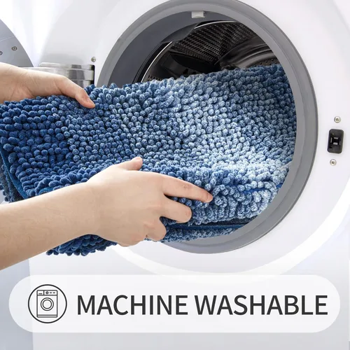 Miniatura 5 de Gibelle Alfombras Azules para Baño, Alfombra de Baño de Chenilla de Lujo, Alfombra Pequeña Antideslizante para Ducha y Alfombras para el Suelo