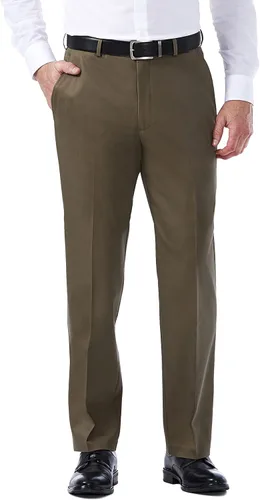 Miniatura 20 de Haggar Pantalón casual para hombre de alta calidad, sin planchado, color caqui, ajuste clásico, parte delantera plana