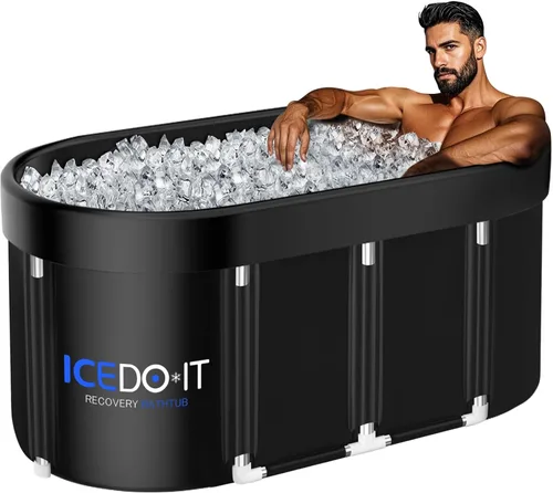 Tomaje Bañera de hielo ovalada extragrande de 129 galones para atletas, bañera plegable con múltiples capas para recuperación después del ejercicio,