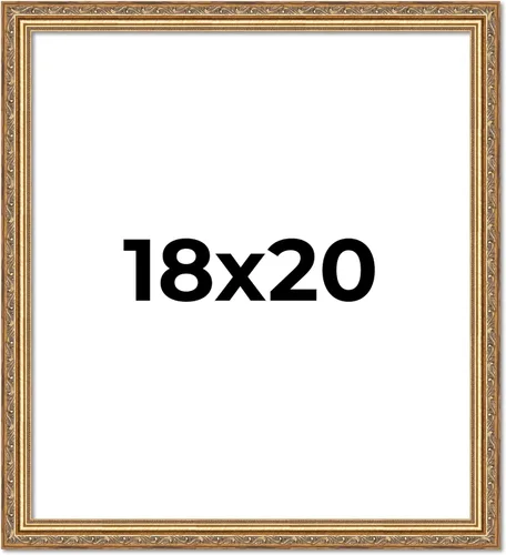 Miniatura 307 de Poster Palooza Marco de fotos de madera maciza ornamentada dorada de 3 x 3 pulgadas, ancho de moldeo de 1.25 pulgadas, con plexiglás acrílico UV