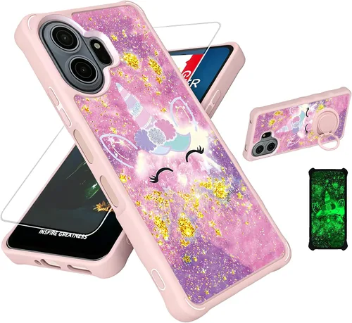 Miniatura 153 de jioeuinly JSF-DJS - Funda compatible con Nothing Phone 2a con protector de pantalla de vidrio templado, policarbonato duro + silicona suave, soporte