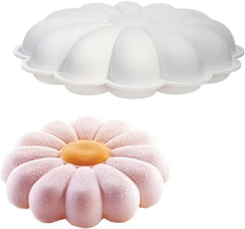 Miniatura 9 de Molde de silicona para pastel de mousse francés de una sola flor 3D de 6 pulgadas, molde de silicona para tartas, crisantemo, girasol, dona, barra