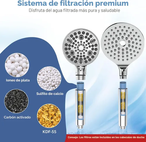 Miniatura 3 de MakeFit Combo de Cabezal de Ducha de Lluvia con Doble Filtro, Cabezal de Ducha de Mano con Barra Ajustable - Cabezal de Ducha de Lluvia y Cabezal