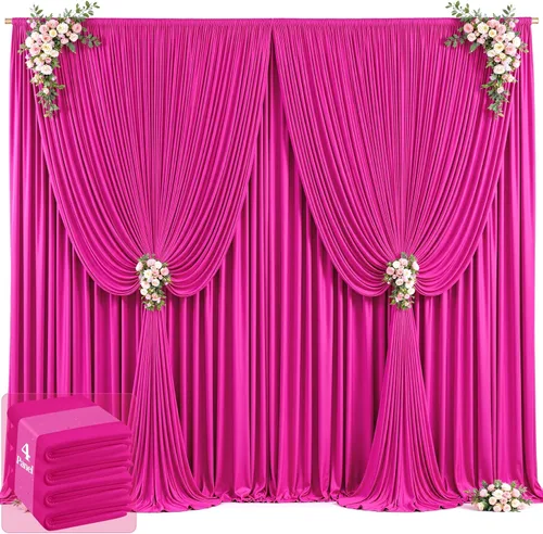 Miniatura 28 de 20 pies x 12 pies Cortinas de Telón de Fondo Azul Bebé Sin Arrugas para Bodas y Fiestas, Telón de Fondo de Tela Azul, Cortinas para Bodas