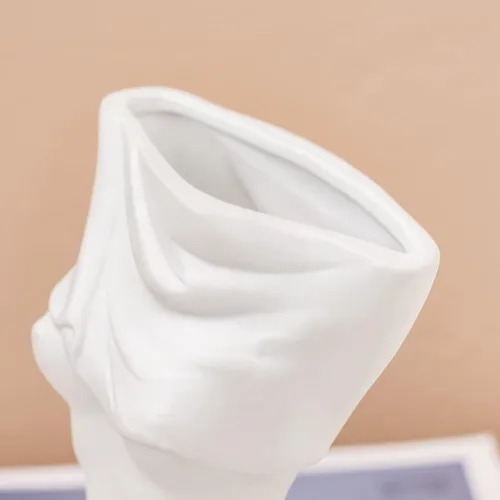 Miniatura 3 de AETVRNI Jarrón de cuerpo femenino para centros de mesa bohemios de decoración del hogar, jarrón de cerámica blanca para decoración de baño, A
