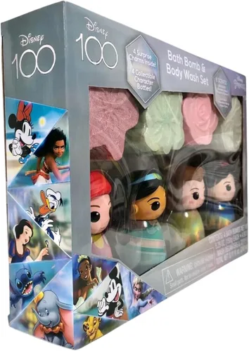Miniatura 2 de Disney Princess - Juego de bombas de baño y gel de baño, juego de 8 piezas con 4 gel de baño perfumado y 4 bombas de baño, 4 dijes sorpresa y 4