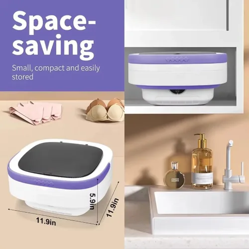 Miniatura 3 de Lavadora portátil de 16 litros – Mini lavadora plegable y secadora de centrifugado para ropa interior, ropa de bebé, calcetines, delicados, camping