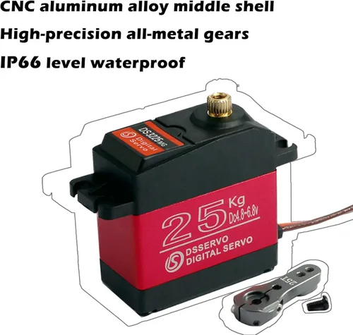 Miniatura 2 de 2 unids DS3218 44.1 lbs servo 270 grados de alto par impermeable servo engranaje de metal completo con servo bocina 25T 4.8-6.8V para 1/8, 1/10