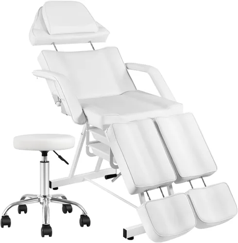 Miniatura 11 de Silla facial de masaje de 73 pulgadas, silla de tatuaje ajustable para artista con taburete, cama facial para spa, belleza, esteticista, gris