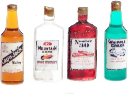 Casa de muñecas miniatura cuatro pintas vintage de licor