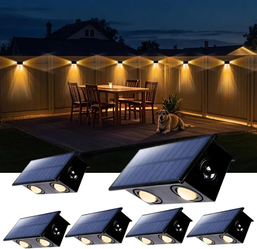 Miniatura 19 de Luces de Valla Solares Impermeables para Exteriores de 3 Lados LED para Pared y Paisajismo para Patio, Terraza, Patio, Barandilla, Garaje, Piscina