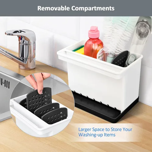 Miniatura 2 de JOMOLA Organizador de fregadero de cocina, soporte para esponjas y cepillos de dientes para baños, soporte para utensilios de cocina, organizador
