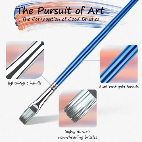 Miniatura 3 de Rosmax - Pinceles de pintura para artistas, pelo de nailon y 15 tamaños diferentes para pintura acrílica, óleo, acuarela, tela, ideal para niños