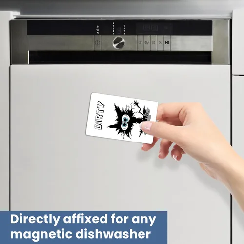 Miniatura 5 de Imán divertido y lindo de dibujos animados para lavavajillas, imán para lavadora, letrero de limpieza sucia para refrigerador de cocina, doble cara