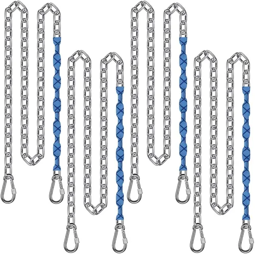 Miniatura 9 de BeneLabel 2 cadenas de acero inoxidable de 65 pulgadas con 4 ganchos de conexión rápida, cadena colgante resistente para columpio de porche, juego