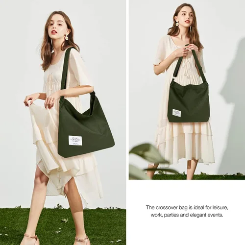 Miniatura 6 de Bolsos de hombro de lona para la escuela, estilo hobo universitario, bolsos de mano para estudiantes, bolsos casuales de compras, trabajo, bolsa