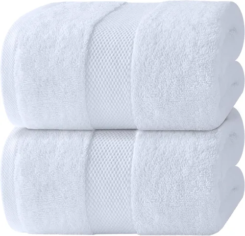 Miniatura 7 de White Classic Toallas de baño suaves de lujo, de algodón de 21.16 oz/m², extra grandes, 35 x 70 pulgadas, altamente absorbentes y de secado rápido
