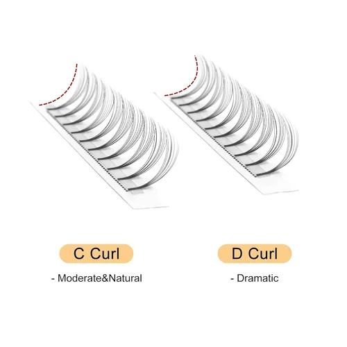 Miniatura 2 de QUEWEL Extensiones de Pestañas Postizas en Abanico, Extensiones de Pestañas Premontadas 8D, 0.07mm de Grosor, Rizado C, Mezcla 8-15mm, Extensiones
