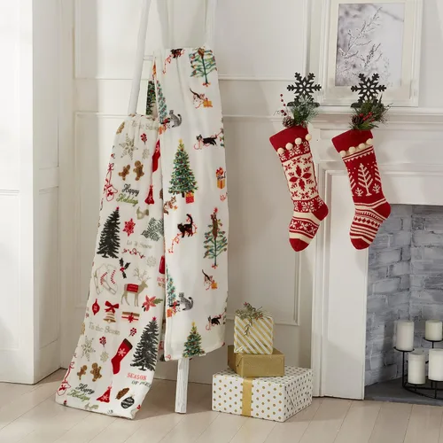 Miniatura 14 de Great Bay Home - Manta decorativa para navidad. Diseño de navidad de terciopelo supersuave.