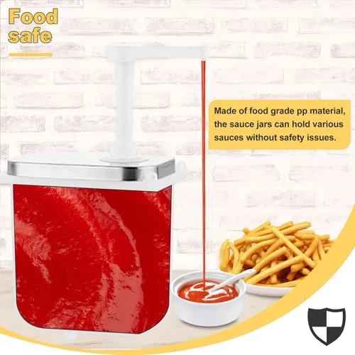 Miniatura 5 de Bomba dispensadora de salsa de acero inoxidable de 2 litros, dispensador de bomba de condimentos con tarro de 2.1 cuartos de galón