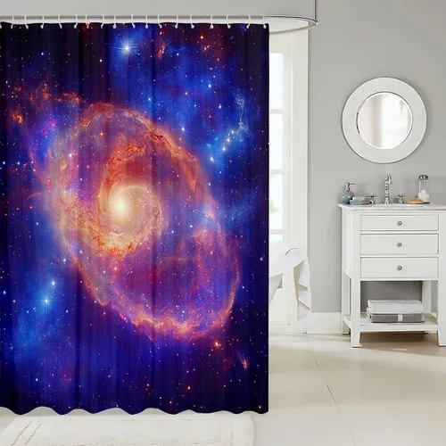 Miniatura 2 de Erosebridal Cortina de baño de galaxia para niños, decoración de habitación espacial, 72 pulgadas de ancho x 72 pulgadas de largo, cortina de ducha