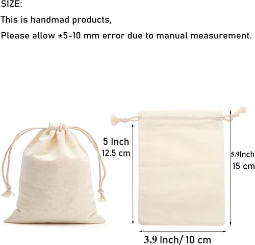Miniatura 2 de Tendwarm Paquete de 20 bolsas de algodón con cordón de 3.9 x 5.9 pulgadas, reutilizables, bolsa de muselina para fiestas, bodas, almacenamiento