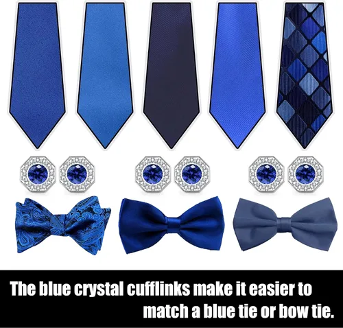 Miniatura 4 de Sogee Gemelos de cristal para hombre, azul, verde, rosa, morado, rojo, blanco, colorido, chapado en oro real, elegante, para boda, fiesta, regalo