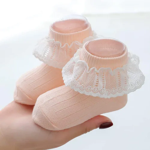 Miniatura 7 de QandSweet Calcetines de encaje para niñas recién nacidas para bebés y niños pequeños