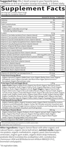Miniatura 6 de Garden of Life Sport Nutrition Verdes y superalimentos en polvo para mujeres y hombres, sin sabor, mezcla orgánica, espirulina, frutas, vitaminas