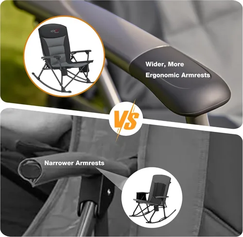 Miniatura 4 de Rocking Camping Chair for Adults, Portable Chairs with Cup Holder and Side Pocket, Outdoor Folding Rocker Chair,2PCS-Black