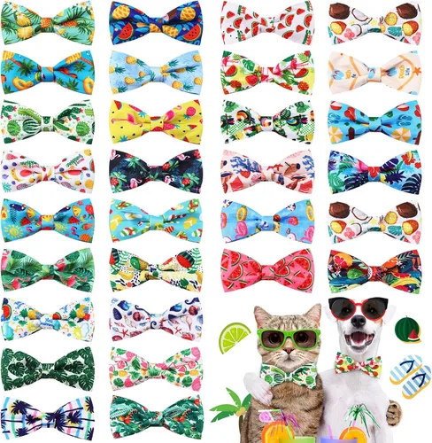 Miniatura 7 de Talltalk 30 Piezas de Corbatines para Perro, Lazos para Perro a Granel, Accesorios Festivos para Perro, Adornos para Collares Desmontables, Lazos