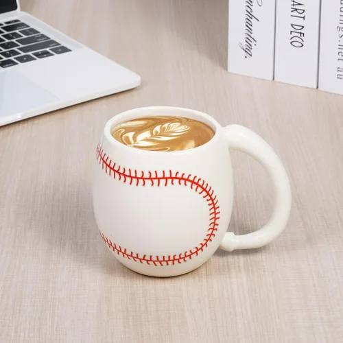 Miniatura 5 de Ceramicfor Taza de café de béisbol, regalo de Navidad novedoso para hombres, mujeres, todos los amantes del deporte, 14 onzas, color blanco