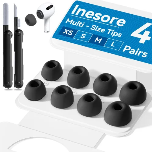 Miniatura 24 de 4 pares de almohadillas transparentes de repuesto para AirPods Pro de 2ª/1ª generación con caja de almacenamiento portátil y bolígrafo limpiador