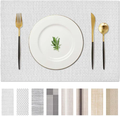 Miniatura 18 de AHHFSMEI Manteles individuales para mesa de comedor, juego de 4, manteles individuales de vinilo tejido de plástico, antideslizantes, aislamiento