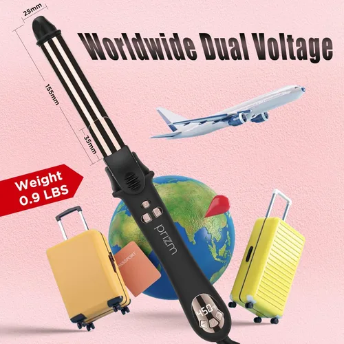 Miniatura 5 de Prizm Nano Titanio Rizador giratorio automático de 1 pulgada en todo el mundo Varita rizadora de doble voltaje 11 temperatura Rizos sin esfuerzo