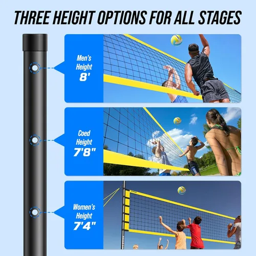 Miniatura 3 de Outdoor Volleyball Net Set for Backyard & Beach, 32FT Regulation Size, Easy Setup Adjustable Height Poles, Portable Net System with PU Volleyball