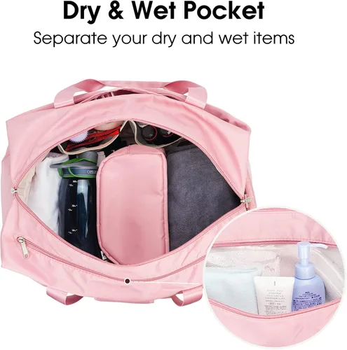 Miniatura 3 de Ceneda Bolsa de lona de gimnasio de 20 pulgadas con bolsillo húmedo para zapatos, portátil, bolsa de fin de semana, bolsa de viaje, bolsa de yoga