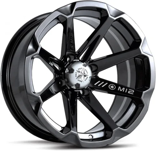 Miniatura 2 de Paquete - 9 artículos: MSA Black Diesel 14" UTV Wheels 27" Mud Lite XL Neumáticos [4x110 Patrón de pernos 12mmx1.25 Kit de lengüetas]