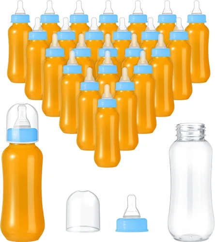 Norme - Botellas de plástico de 9.5 onzas, juego de ducha, regalos de fiesta para decoración de baby shower, regalos de revelación de género (azul,
