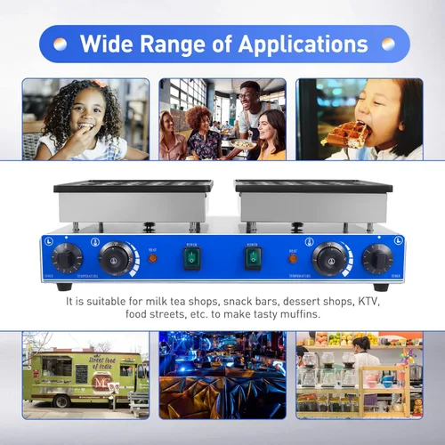 Miniatura 9 de Máquina eléctrica antiadherente para hacer gofres comercial, mini panqueques holandesa, panadero, salud y hogar, multifunción, mini máquina 50pcs