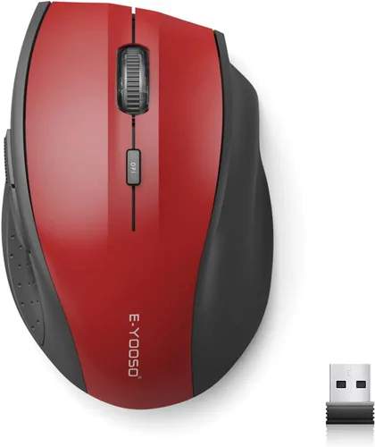 Miniatura 12 de E-YOOSO Ratón inalámbrico para portátil, ratón óptico portátil para computadora, 6 botones, inalámbrico 2.4GHz con receptor USB, 4800 DPI de 5 Rosa