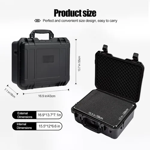 Miniatura 3 de Estuche rígido pequeño impermeable con inserto de espuma personalizable para bricolaje, protección portátil para cámara, drones, equipos