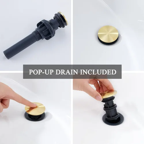 Miniatura 4 de TONNY Grifo de baño dorado cepillado, grifo dorado de una sola manija para fregadero de baño, grifo de lavabo de tocador de baño, 1 agujero