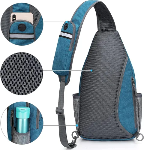 Miniatura 7 de G4Free Bolso bandolera con bloqueo RFID, mochila cruzada en el pecho, mochila para senderismo y viajes (azul turquesa)