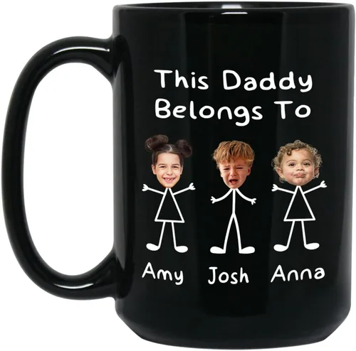 Miniatura 9 de Taza de café con texto en inglés "This Daddy Belongs To Coffee Cup", regalo para el día del padre, Navidad, taza de café negra personalizada