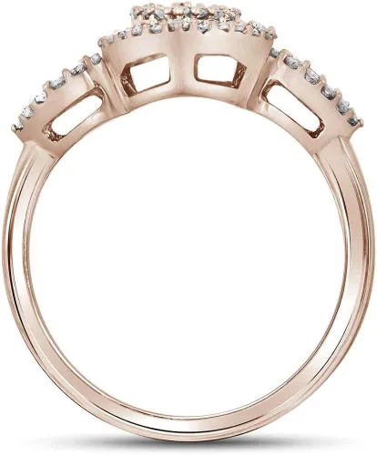 Miniatura 2 de Anillo de compromiso de plata de ley 925 chapado en oro rosa de 14 quilates con diamantes de chocolate de corte redondo de 050 quilates para mujer